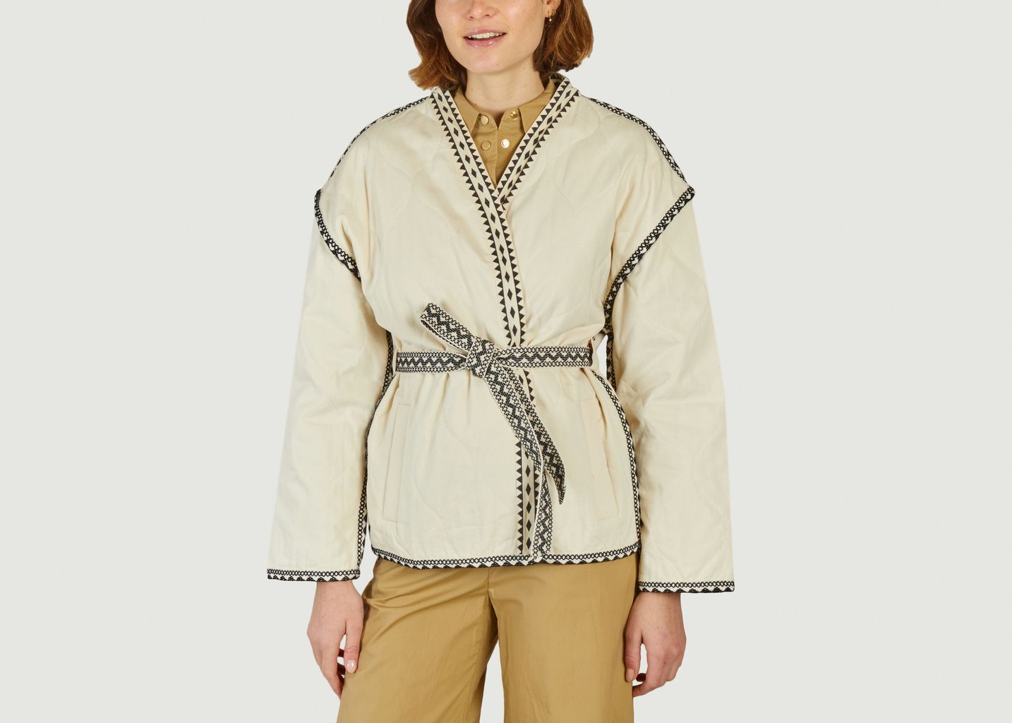 Evan kimono effect belted quilted jacket - Suncoo