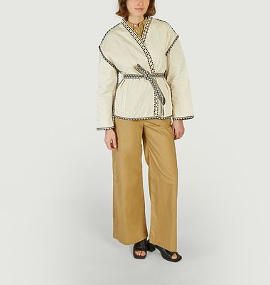 Evan kimono effect belted quilted jacket