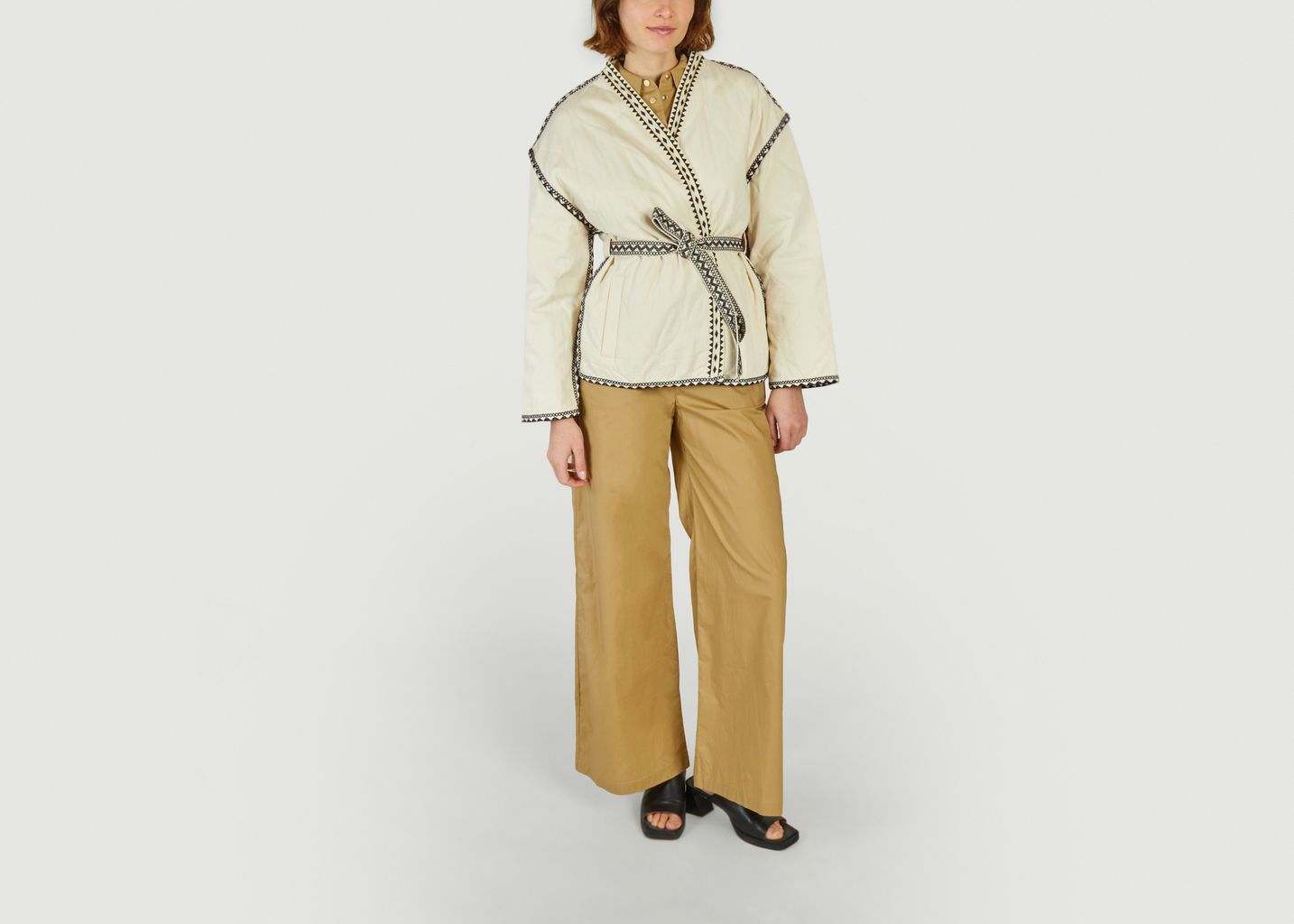 Evan kimono effect belted quilted jacket - Suncoo