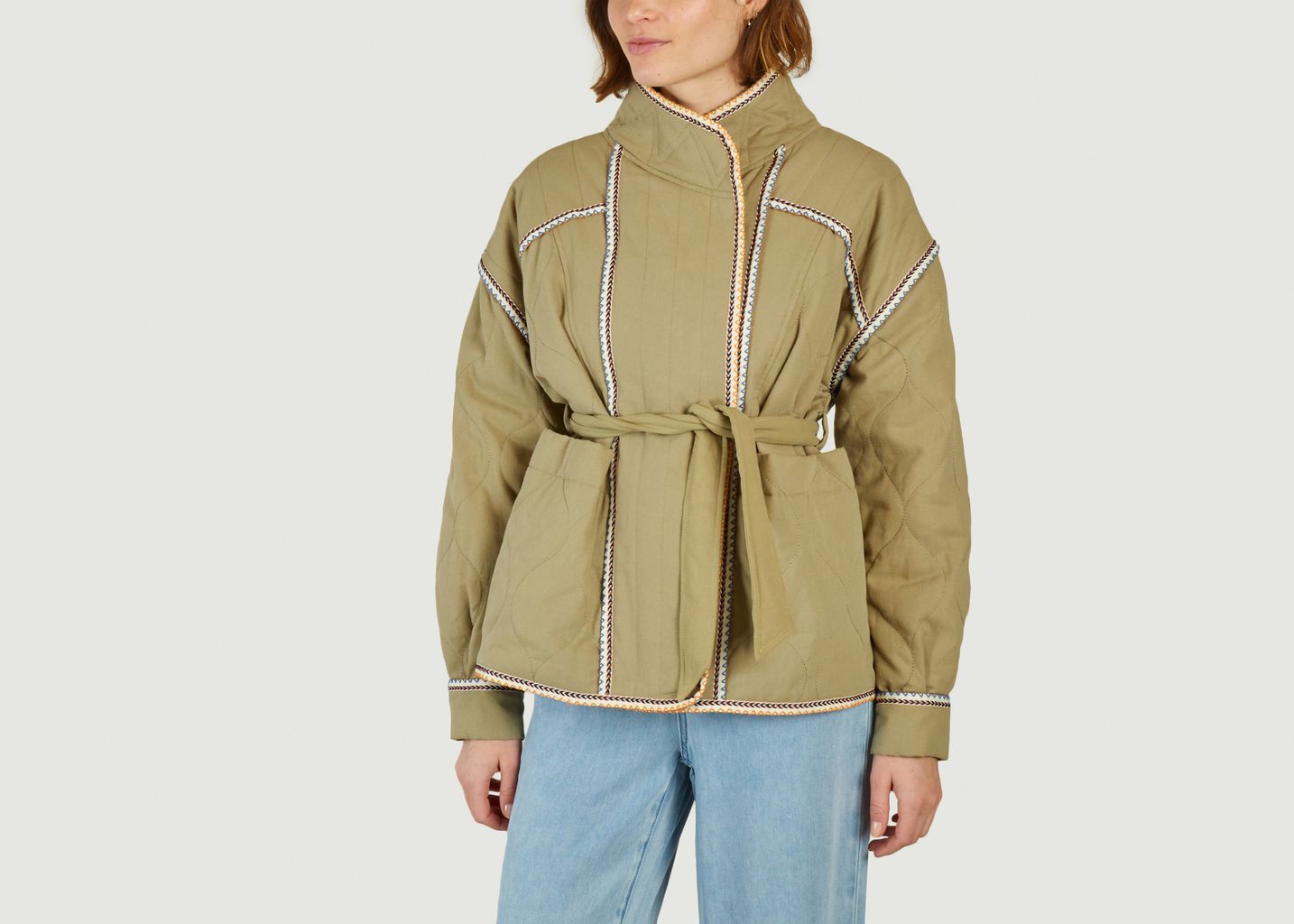 Enzo oversized belted quilted jacket - Suncoo