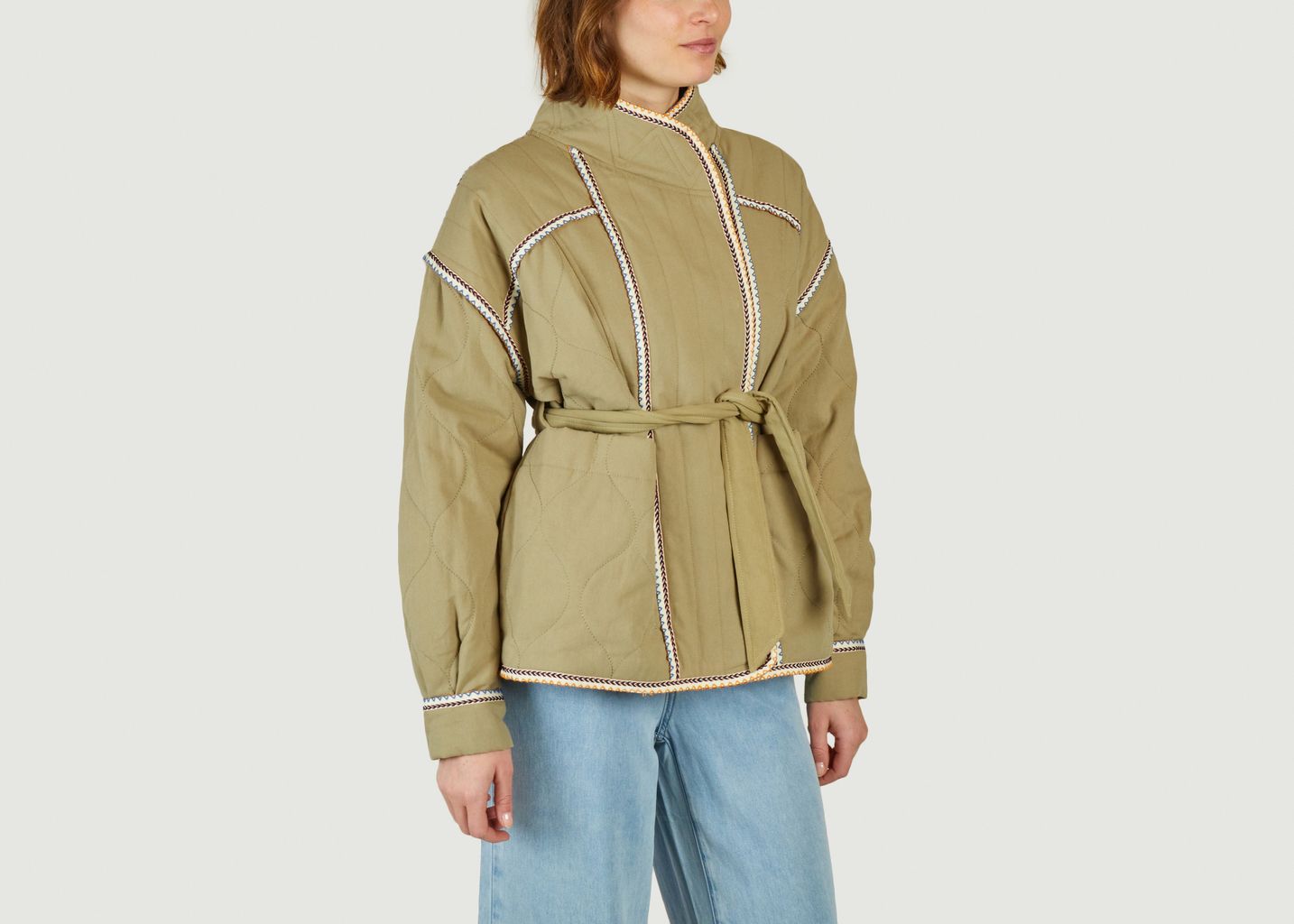 Enzo oversized belted quilted jacket - Suncoo