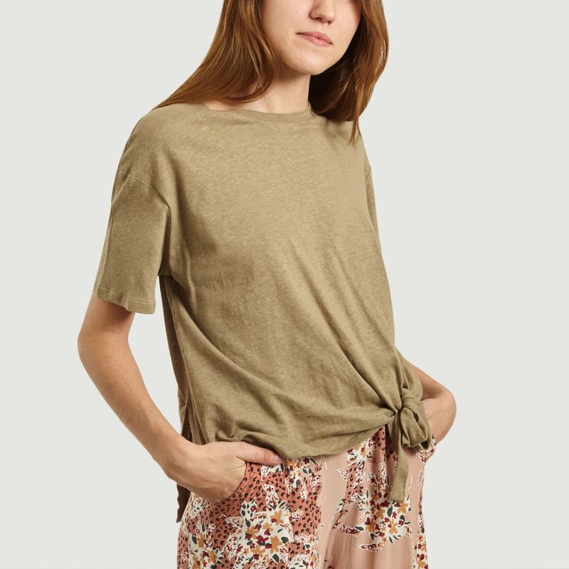 T-shirt en lin et coton noué Mattew - Suncoo