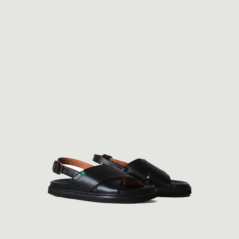 The Charlie sandal in vegan leather - Supergreen