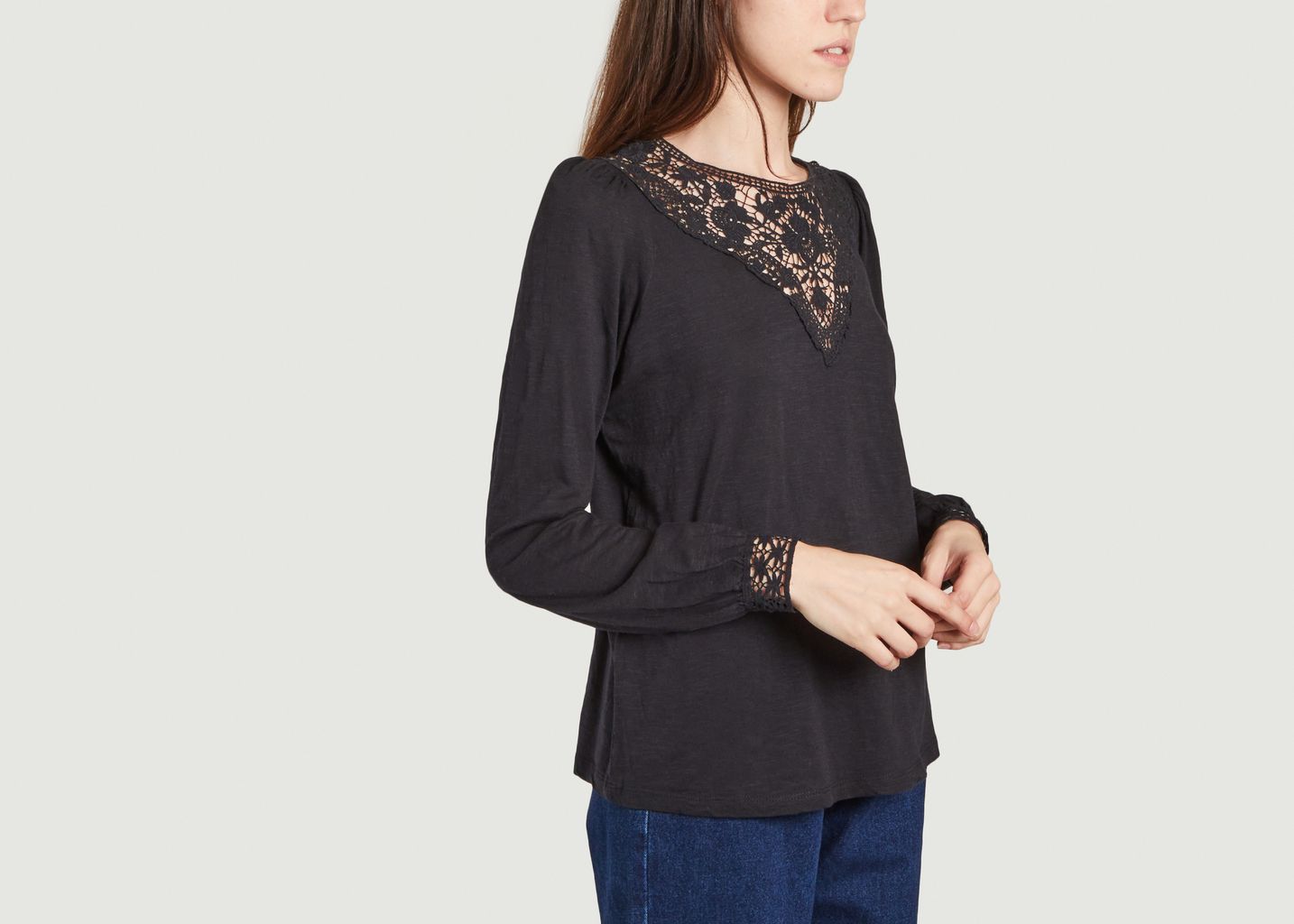 T-shirt manches longues avec guipure Eyes - Swildens