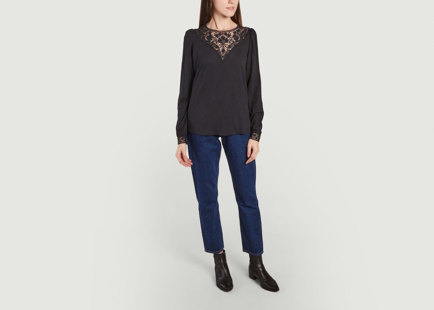 T-shirt manches longues avec guipure Eyes - Swildens