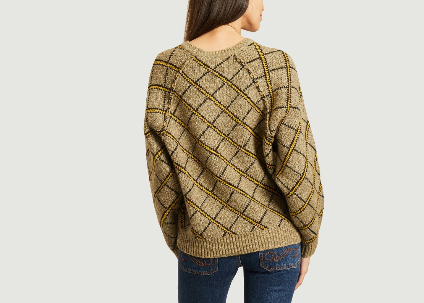 Pull motif jacquard losanges Carmin - Swildens