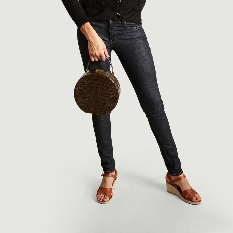 Sac Rond En Cuir Effet Crocodile Hatbox - Tammy & Benjamin