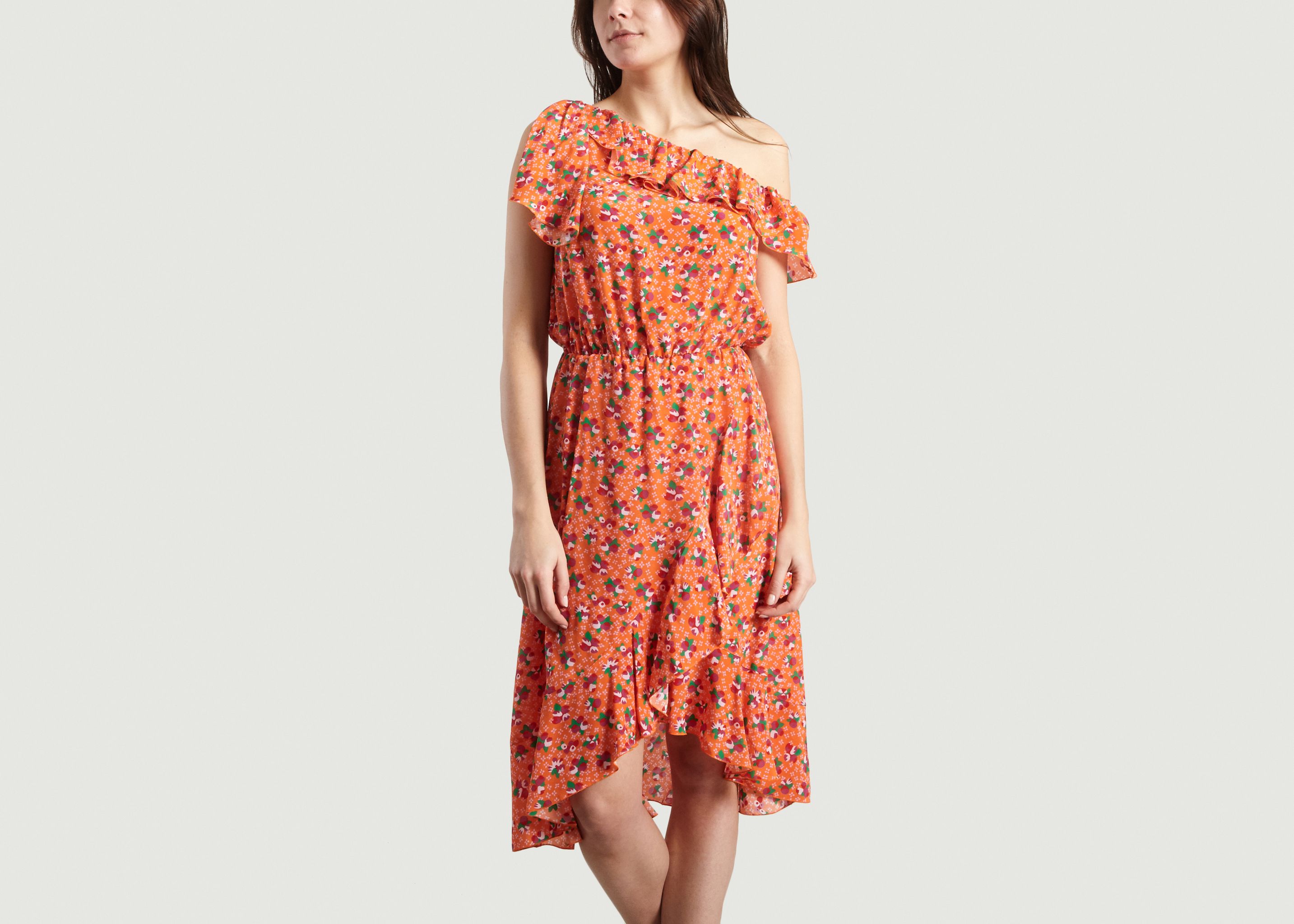 Sale Floral Silk Ruffle Dress Orange Tara Jarmon At 50 L Exception