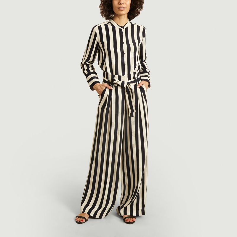 Pantalon large rayé avec motif coquillages - Tara Jarmon
