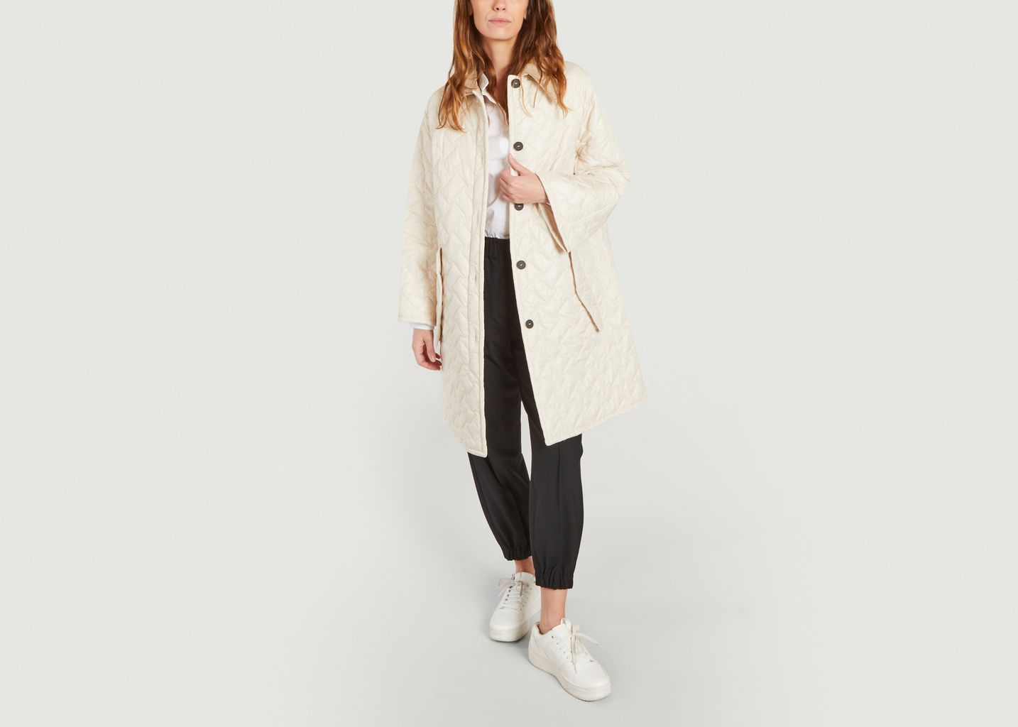 Binario quilted mid-length trench coat - TELA