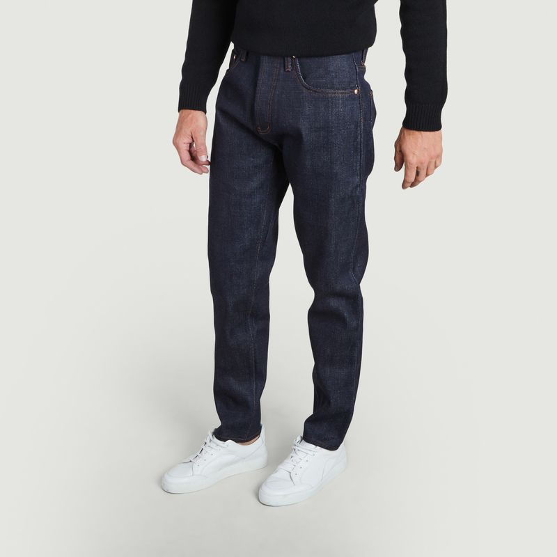 The Unbranded Brand Men's UB622 Relaxed Tapered Fit 11oz Indigo Stretch  Selvedge Denim at  Men's Clothing store