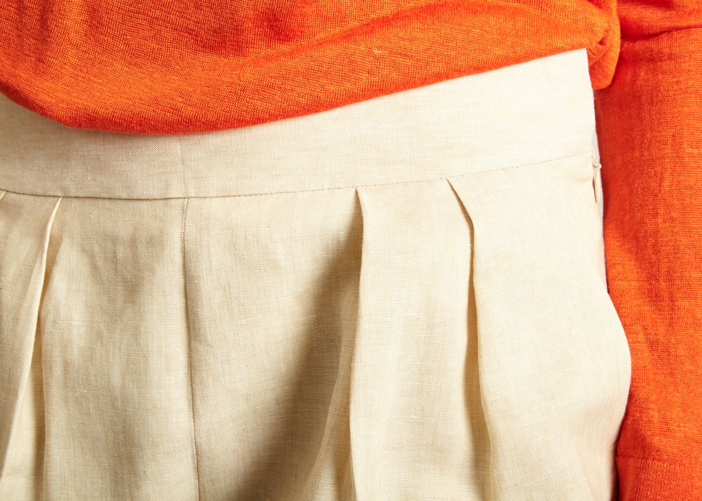 Pantalon Taille Haute Double Pinces en Lin - Theory