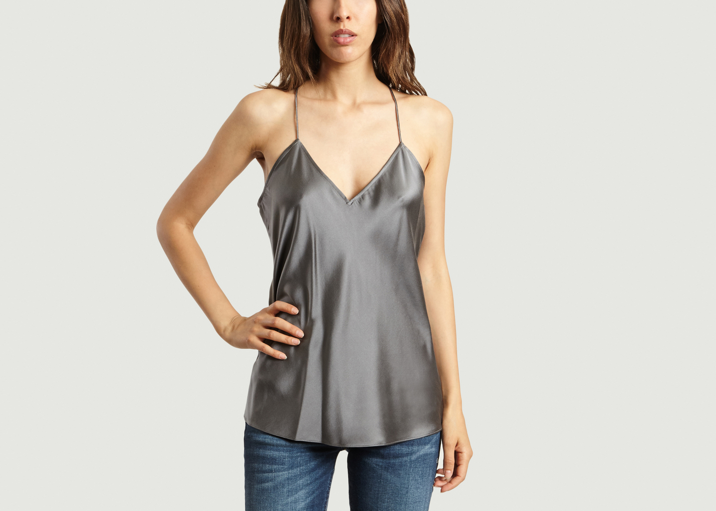 grey silk camisole