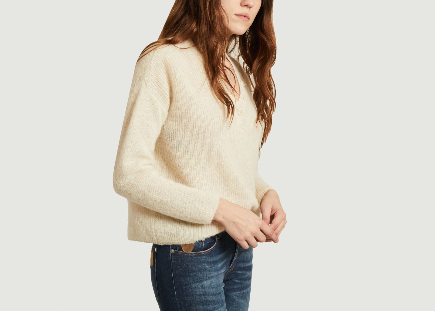 Pull Holly tricoté en col V - Thinking Mu