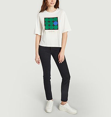 White T-shirt with multicolor print 