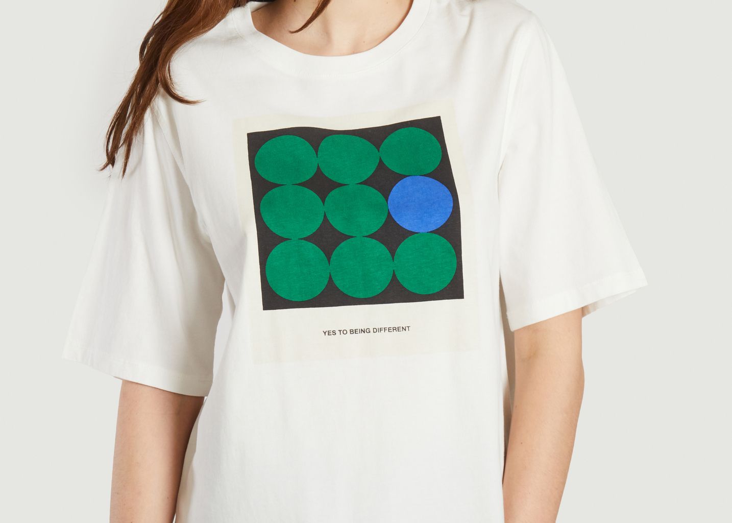 T-shirt blanc imprimé multicolore  - Thinking Mu 