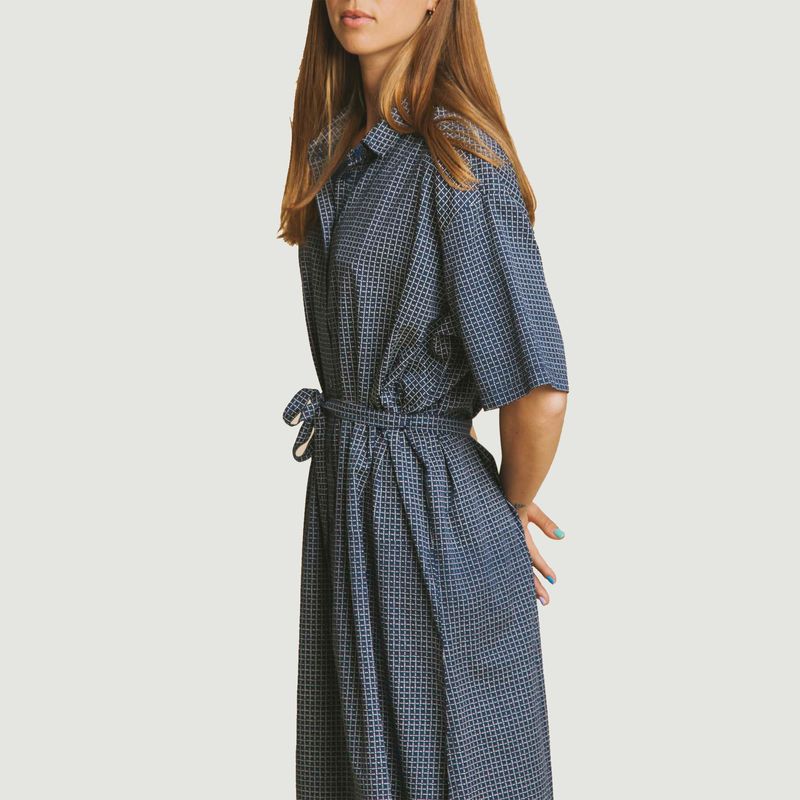 Robe imprimé carreaux en coton biologique - Thinking Mu