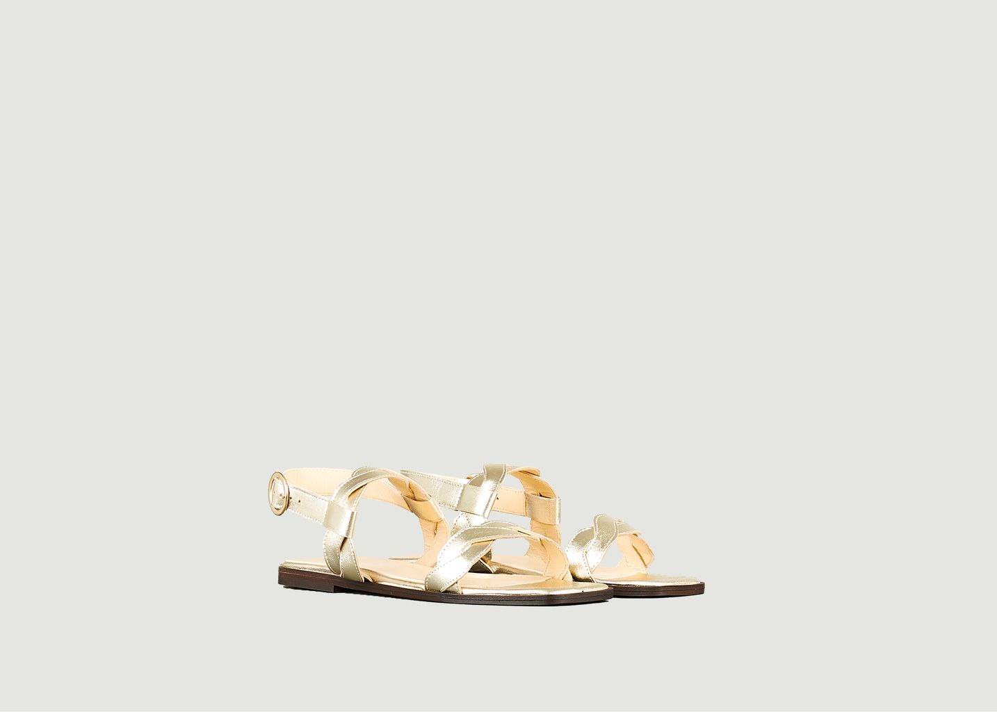Sandale plate Rhea en cuir métallisé - Tila March