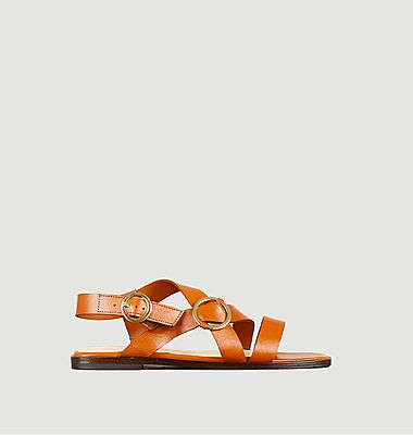 IO flat sandal in natural leather