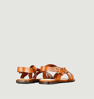 IO flat sandal in natural leather