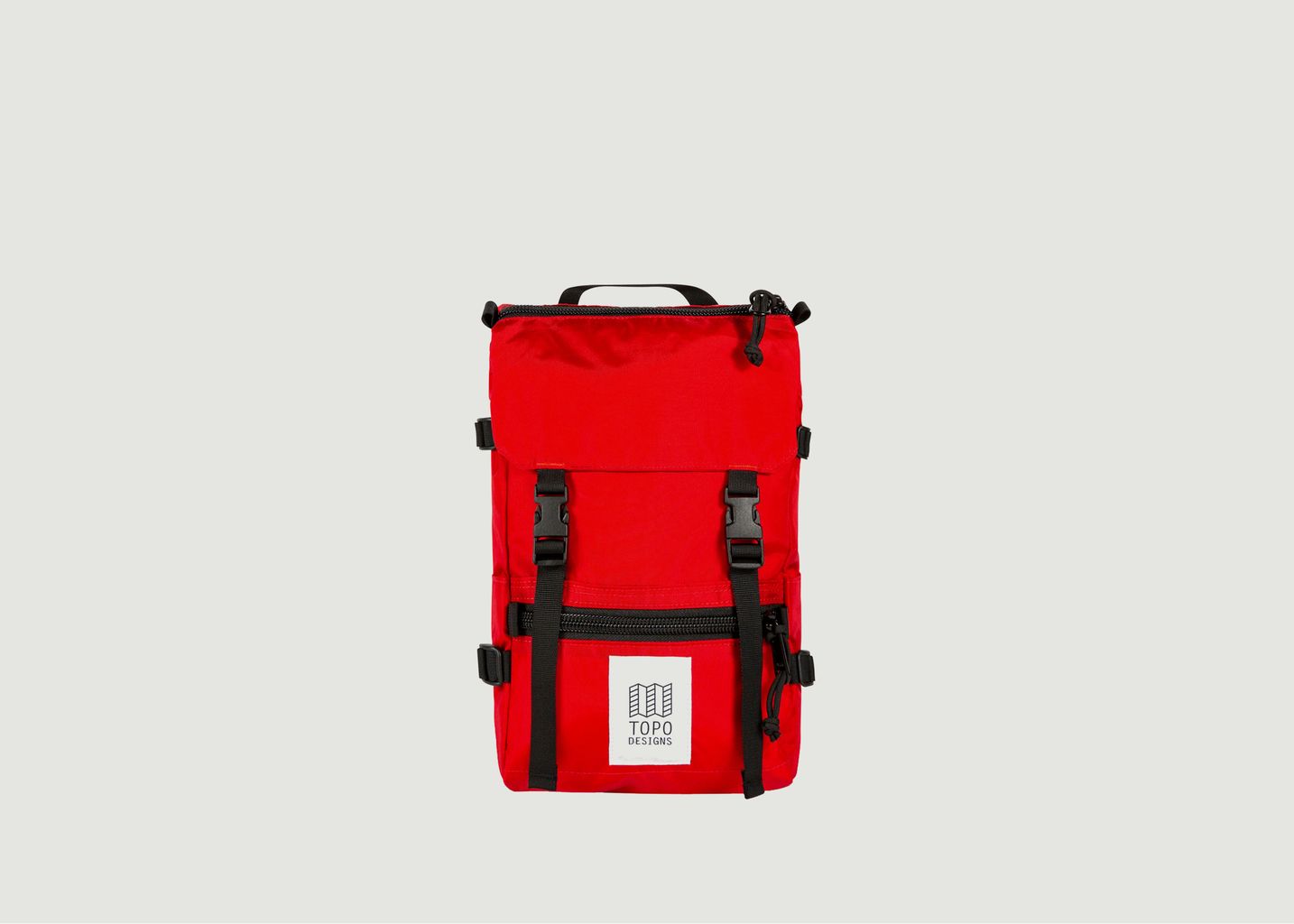 red canvas backpack