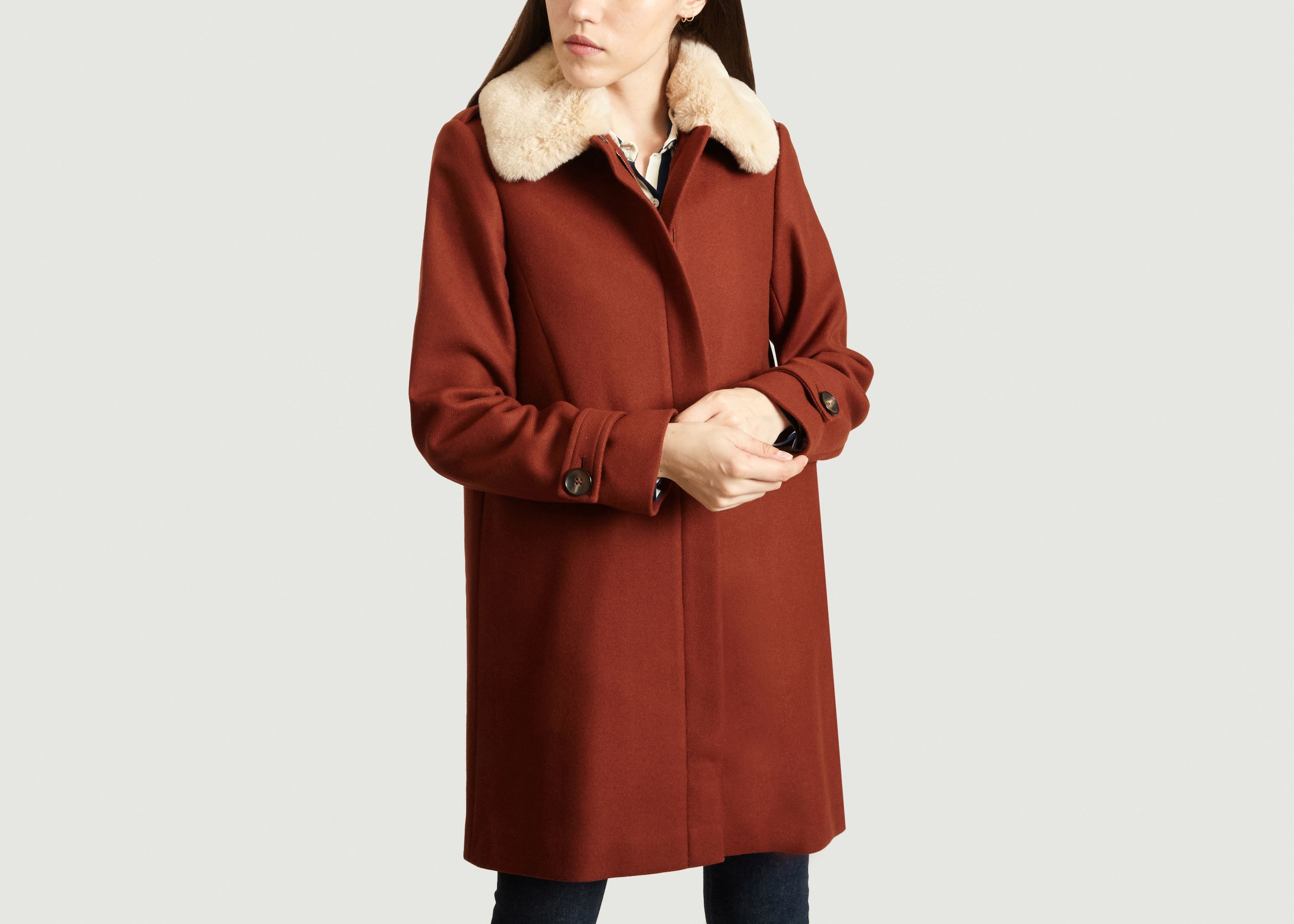 Manteau A Col Amovible Effet Fourrure Seynod - Trench And Coat