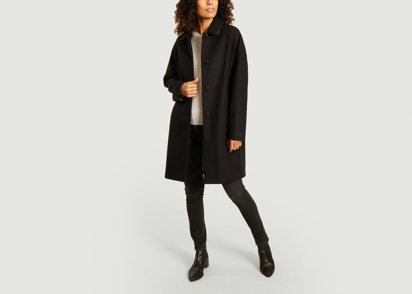 Chablis Schwarzer Mantel - Trench And Coat