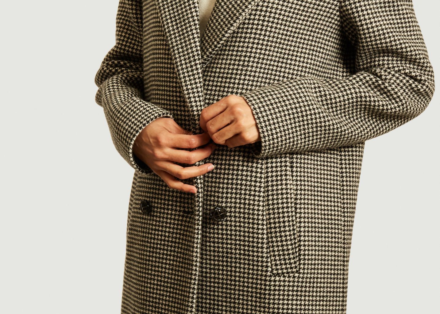 Manteau long motif pied-de-poule Senlis - Trench And Coat