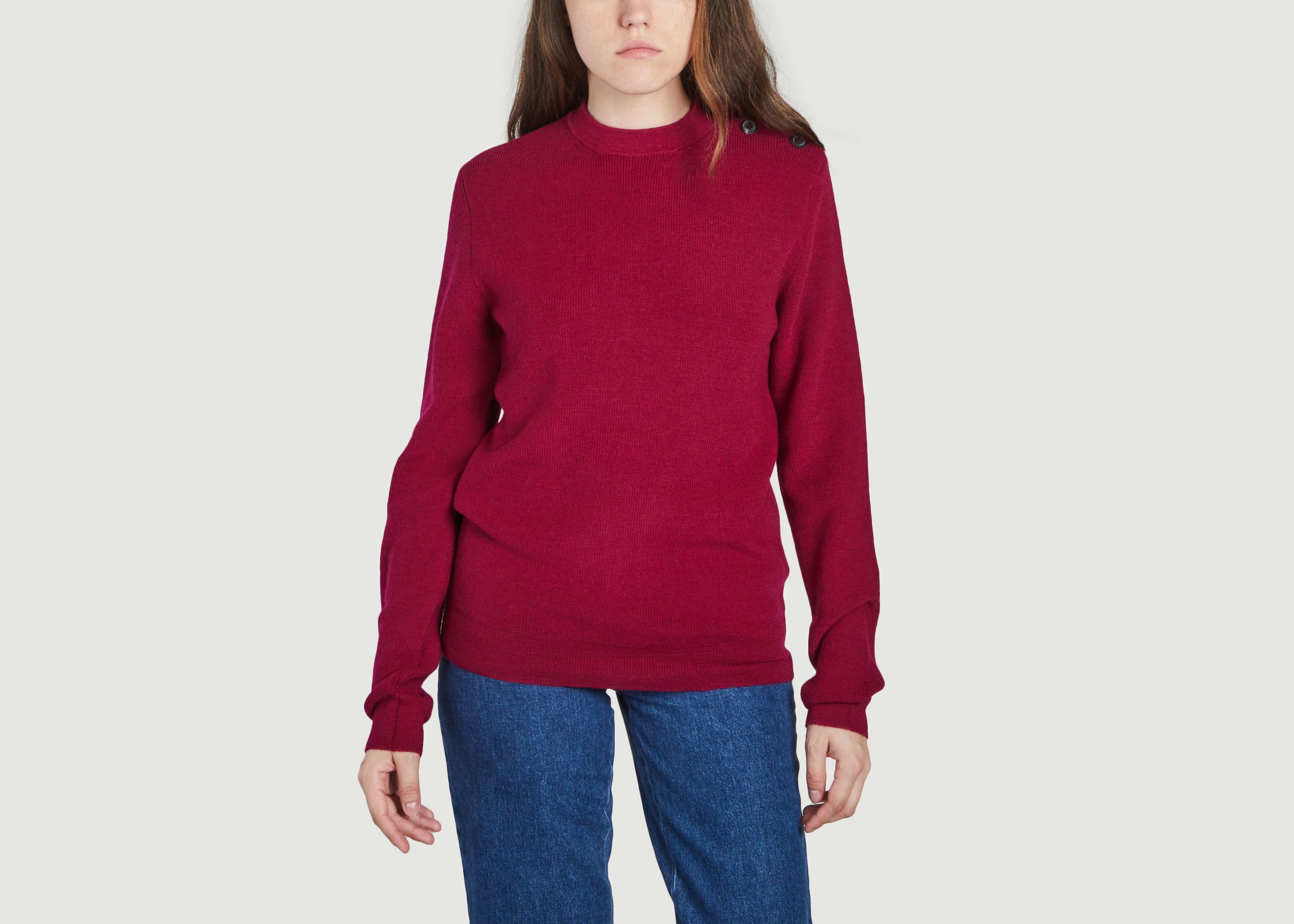 Organic wool buttoned sailor sweater - Tricot