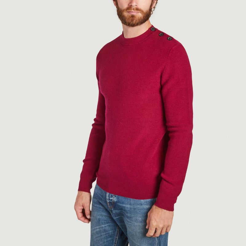 Organic wool buttoned sailor sweater - Tricot