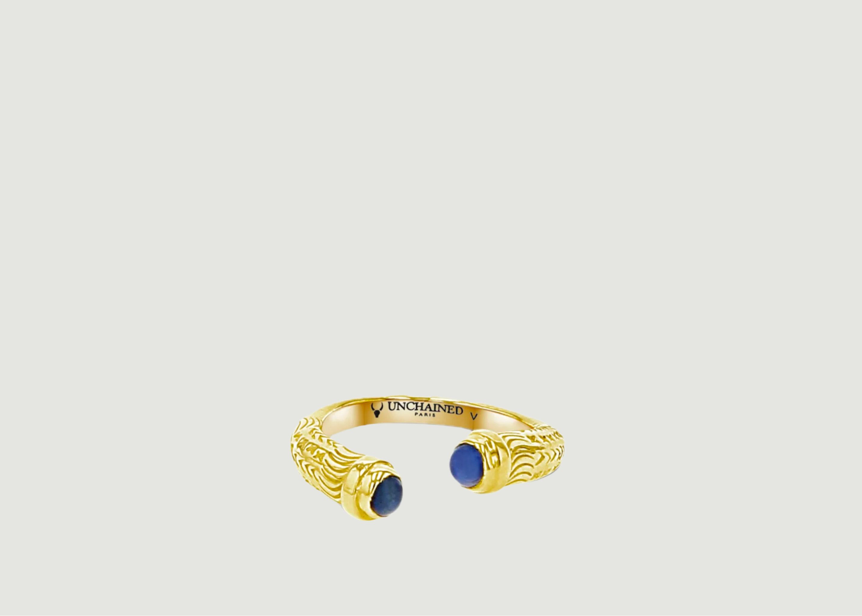 Tahiry sodalite gold ring in 24kt gold vermeil - Unchained Paris