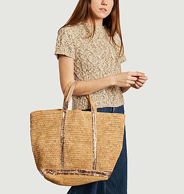 XL Raffia and Sequins Shopping Bag
