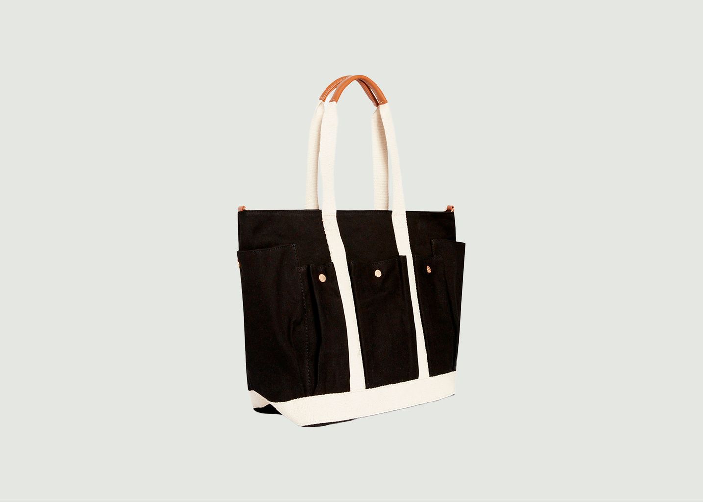 Multi-pocket cotton and leather tote bag size L - Vanessa Bruno