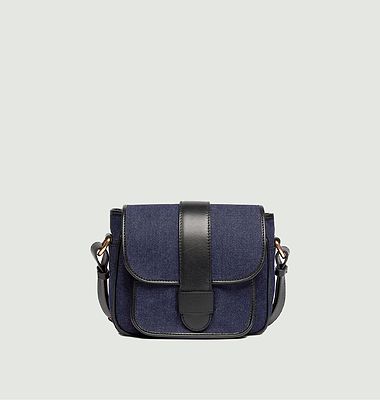 Frankie small denim and leather satchel bag