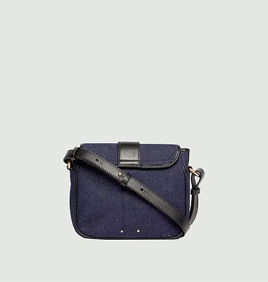 Frankie small denim and leather satchel bag