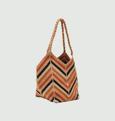 Striped jute shopping bag