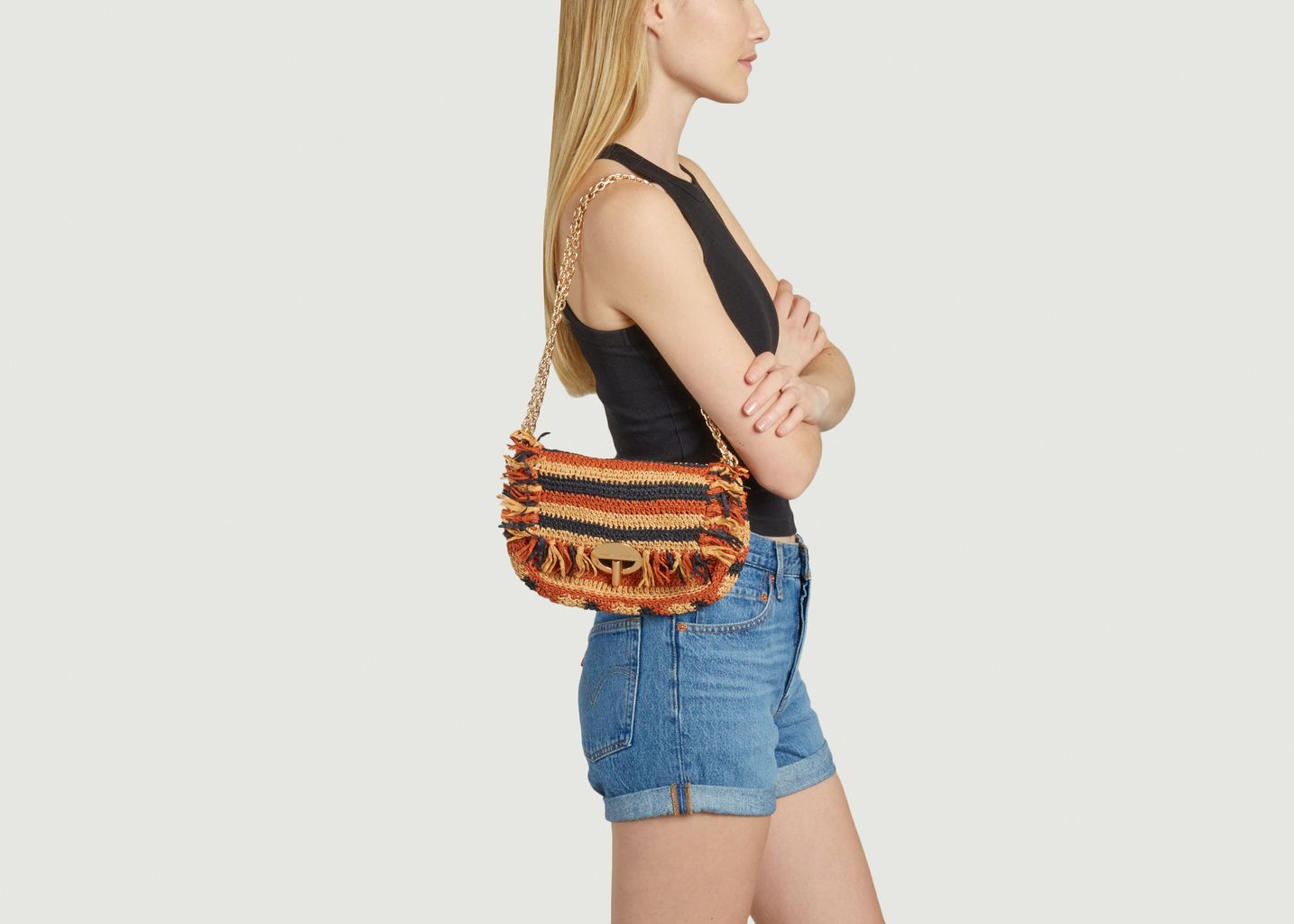 Striped raffia bag with Moon bangs - Vanessa Bruno