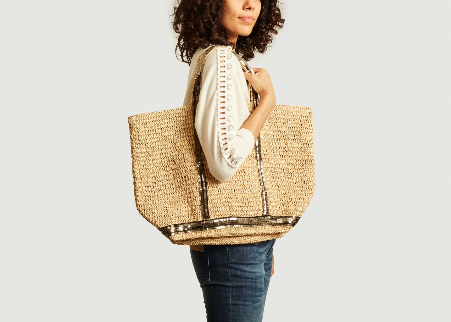 Big raffia tote bag with sequins - Vanessa Bruno