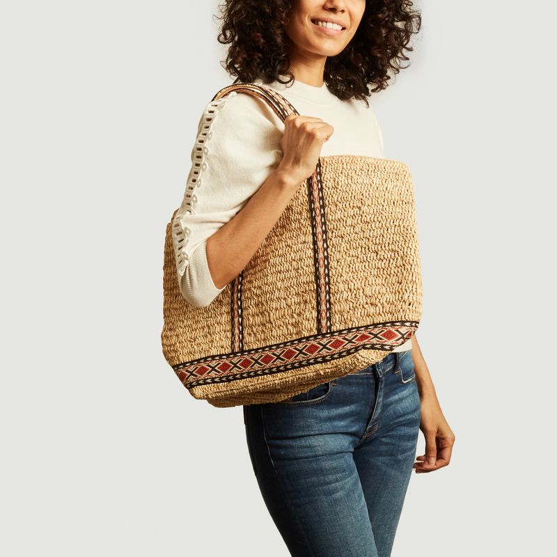 Raphia big tote bag with embroideries - Vanessa Bruno