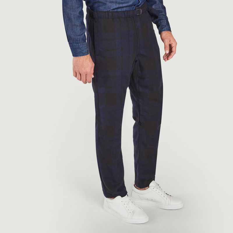 Pantalon tartan en bleu marine  - Wax London