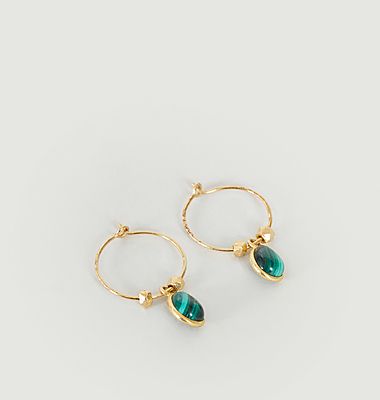Creole earrings with malachite Mini Bindi