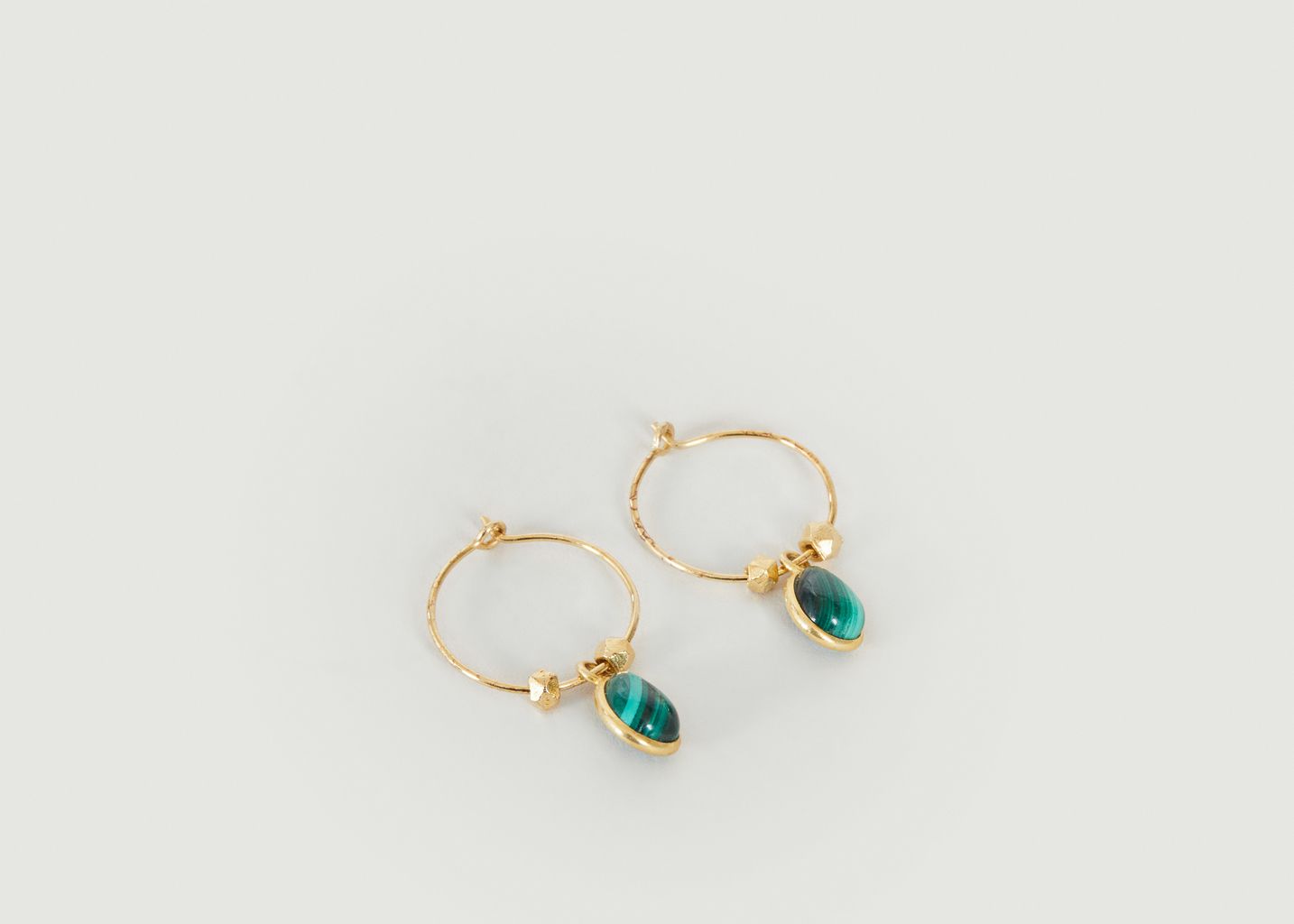 Creole earrings with malachite Mini Bindi - Wildstone Paris