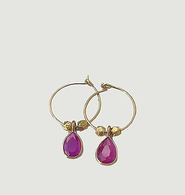 Mini Bindi ruby hoop earrings