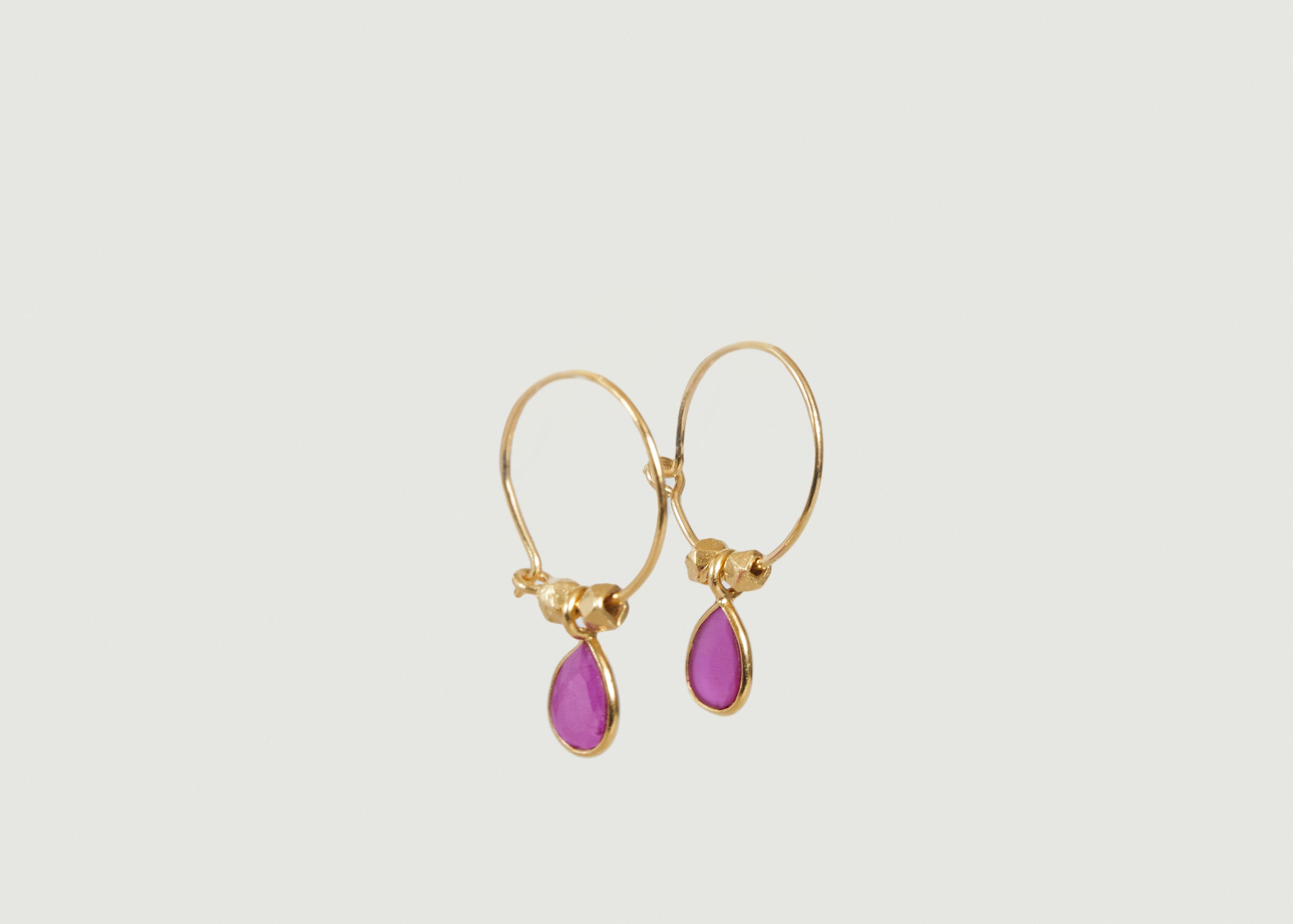 Boucles d'oreilles créoles avec rubis Mini Bindi  - Wildstone Paris