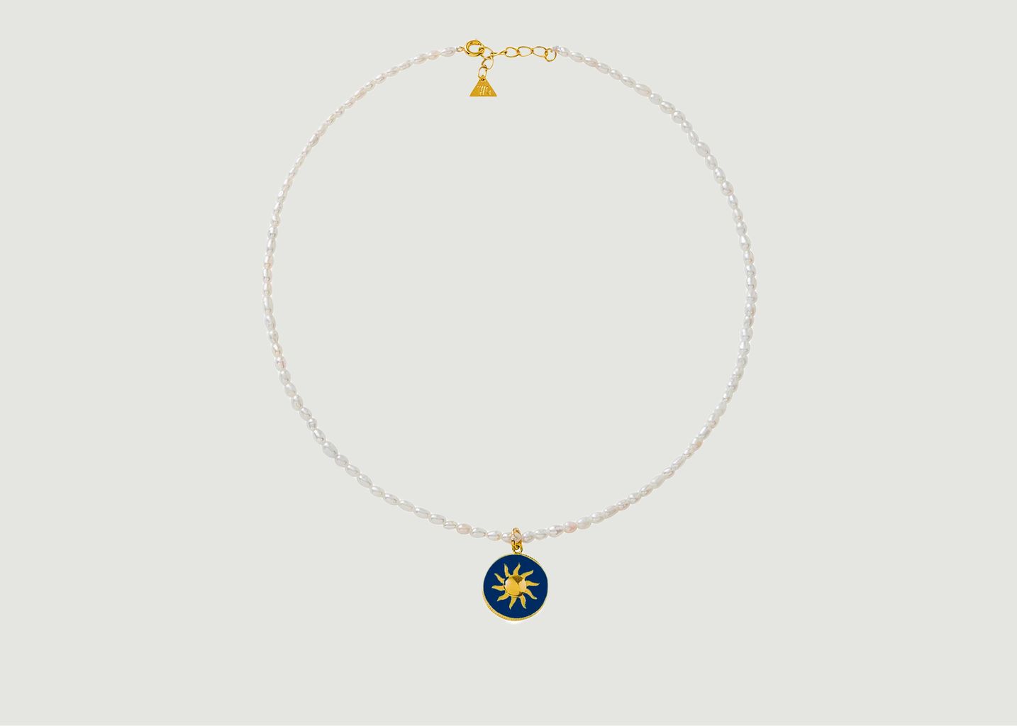 Gold Blue Cosmic Love Pearl Necklace - Wilhelmina Garcia