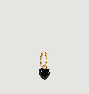 Gold Black Heart Rope Earring