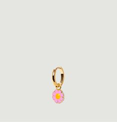 Gold Pink Daisy Earring Wilhelmina Garcia