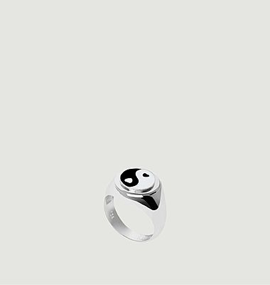 Silver Black Yin Yang Ring