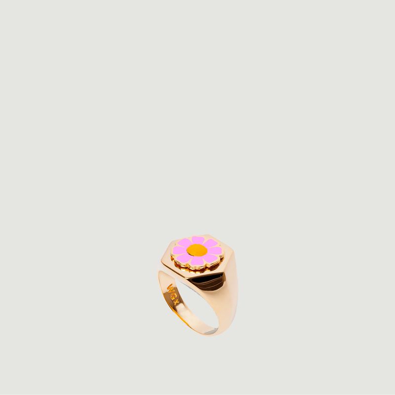 Gold Pink Daisy Ring - Wilhelmina Garcia