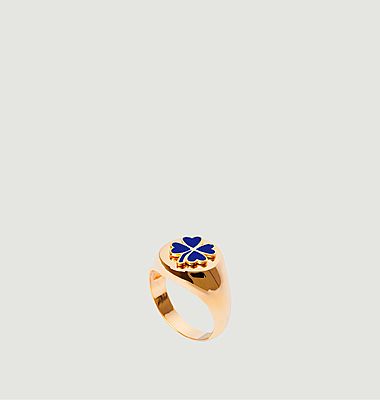 Gold Blue Clover Ring